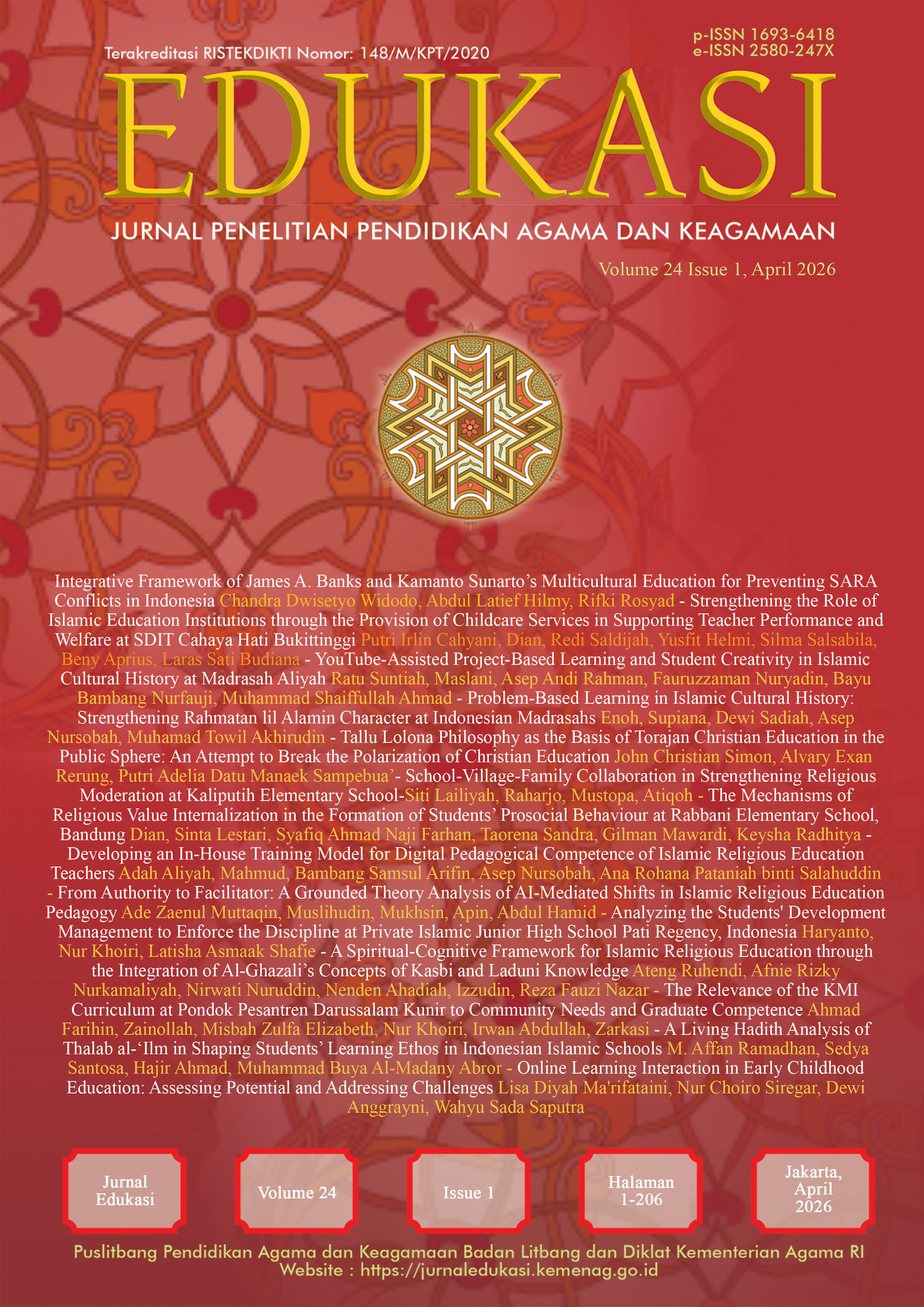 					View Vol. 24 No. 1 (2026): EDUKASI: Jurnal Penelitian Pendidikan Agama dan Keagamaan 
				